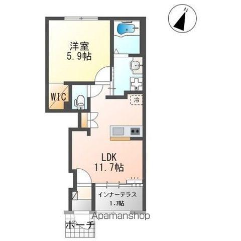 ラピスラズリ(1LDK/1階)の間取り写真