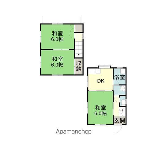 山陽本線 和木駅 徒歩8分 2階建 築35年(3DK)の間取り写真