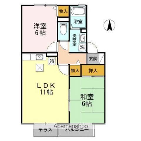 アーバン・ステージ 壱弐番館(2LDK/1階)の間取り写真