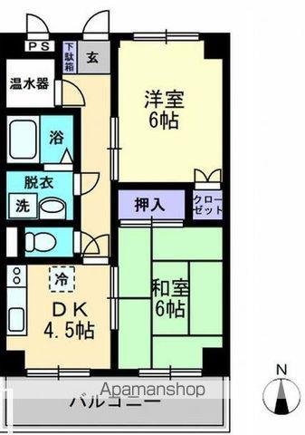 津山マンション(2DK/6階)の間取り写真