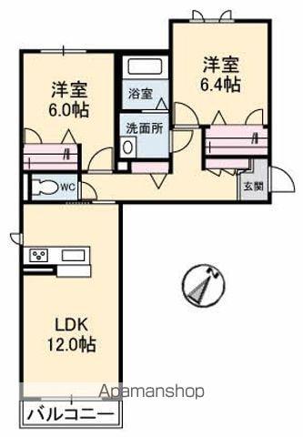 ヴィアファーレ津森(2LDK/2階)の間取り写真