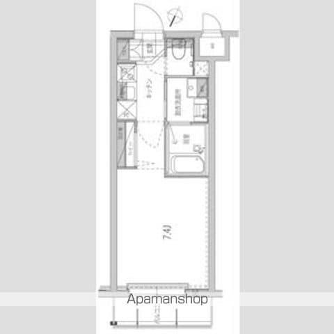 ハーモニーレジデンス品川高輪(1K/1階)の間取り写真