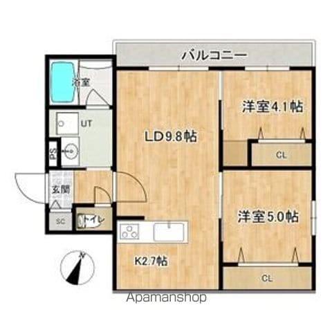 ALESIA北円山旧 SーRESIDENCE北円山ALESIA(2LDK/2階)の間取り写真