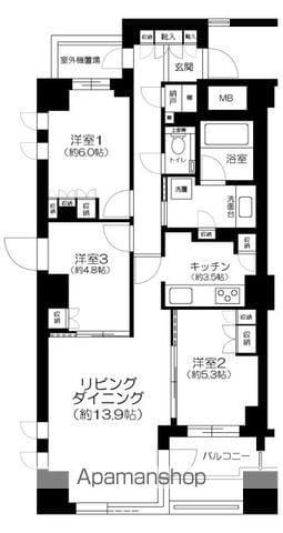 プラウド恵比寿(3LDK/6階)の間取り写真