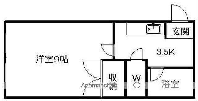 HS東札幌345(1K/4階)の間取り写真