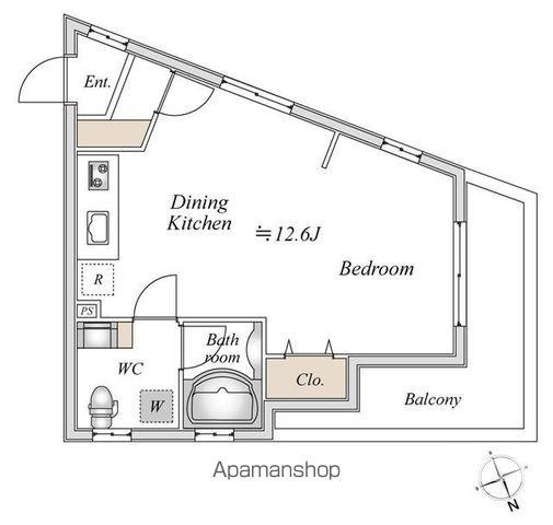 ドゥーエ阿佐ヶ谷(ワンルーム/2階)の間取り写真