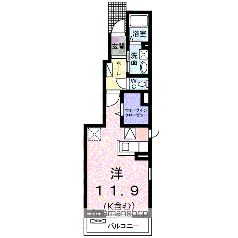 カーム ウィンド(ワンルーム/1階)の間取り写真
