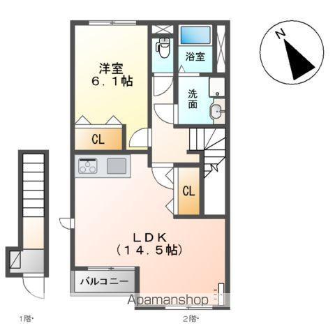 クイーン アーク(1LDK/2階)の間取り写真