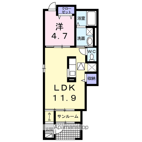 グランド・ルー Ⅱ(1LDK/1階)の間取り写真