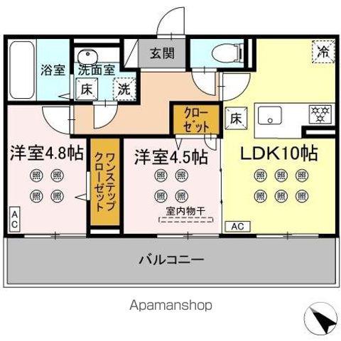 グランフォレ下南部(2LDK/1階)の間取り写真