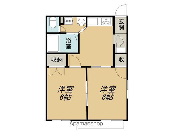 富貴原ハイツD棟(2DK/2階)の間取り写真