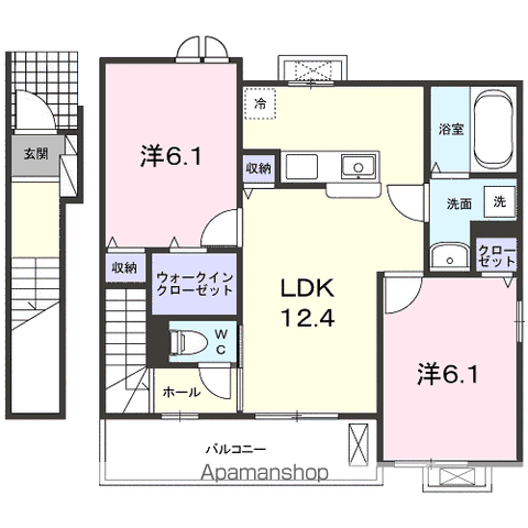 ジ・アピオン(2LDK/2階)の間取り写真