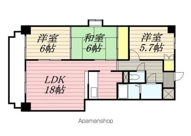 近鉄名古屋線 戸田駅(愛知) 徒歩8分 14階建 築31年(3LDK/8階)の間取り写真