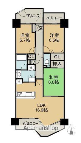 メイツ巽ヶ丘(3LDK/2階)の間取り写真