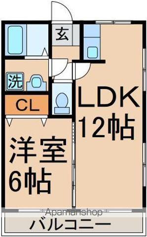 フラット田中(1LDK/2階)の間取り写真