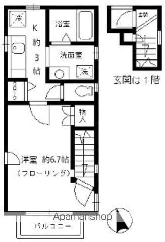 クレスト(1K/3階)の間取り写真