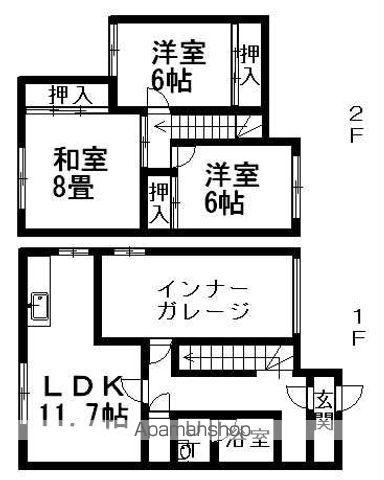 札幌市東西線 宮の沢駅 徒歩14分 2階建 築36年(3LDK)の間取り写真