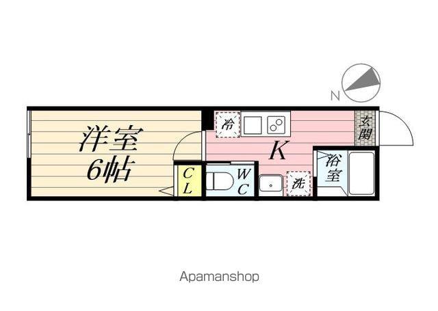 フォースダウン(1K/1階)の間取り写真
