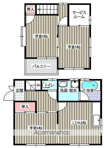 山陽本線 大門駅(広島) 徒歩28分 2階建 築17年(3SDK)の間取り写真
