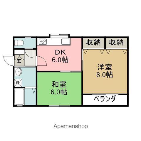 パークサイド小針(2DK/1階)の間取り写真