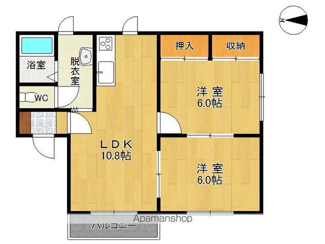 ロゼット暁(2LDK/2階)の間取り写真