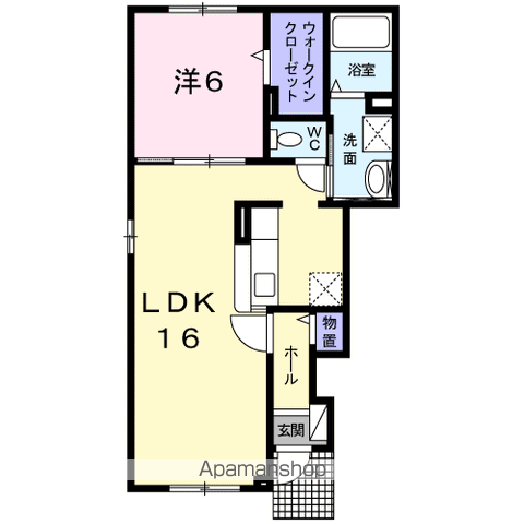 アリーヴィオ(1LDK/1階)の間取り写真