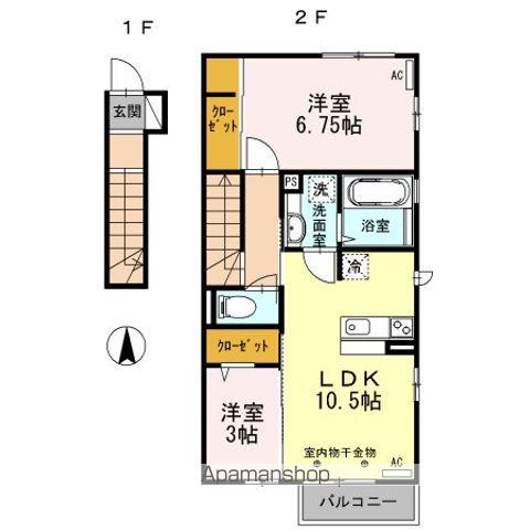 ヴィラアカシア(2LDK/2階)の間取り写真