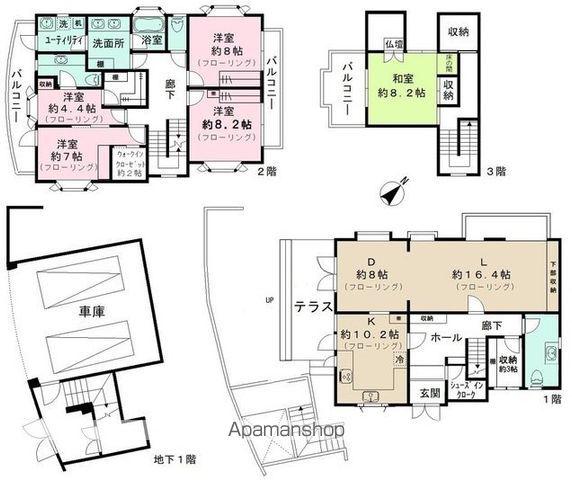 東急田園都市線 二子玉川駅 徒歩7分 3階建 築27年(5LDK)の間取り写真