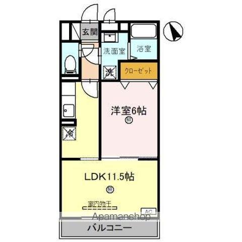 クレセント(1LDK/2階)の間取り写真