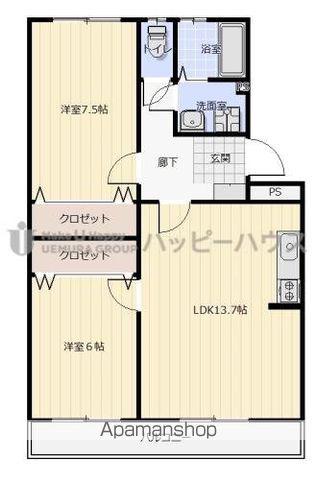 坂井ビル(2LDK/4階)の間取り写真