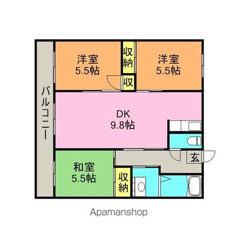 サンコーポ国分(3DK/2階)の間取り写真
