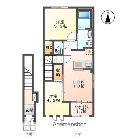 パデシオンⅡ(2LDK/2階)の間取り写真