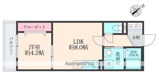 クロレ南流山Ⅲ(1LDK/3階)の間取り写真