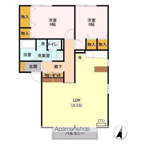 ディアコートB(2LDK/2階)の間取り写真