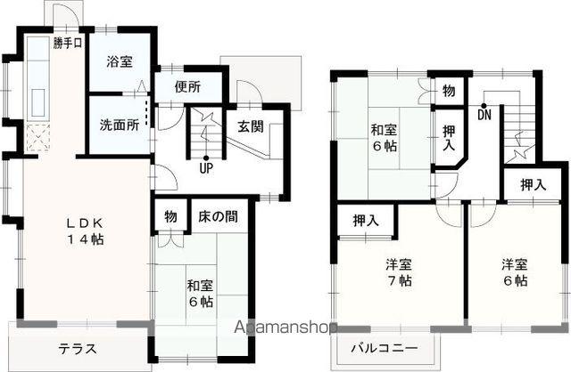 筑肥線 下山門駅 徒歩9分 2階建 築34年(4LDK)の間取り写真