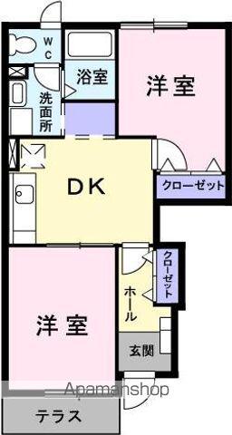 エーデルガーデン(2DK/1階)の間取り写真