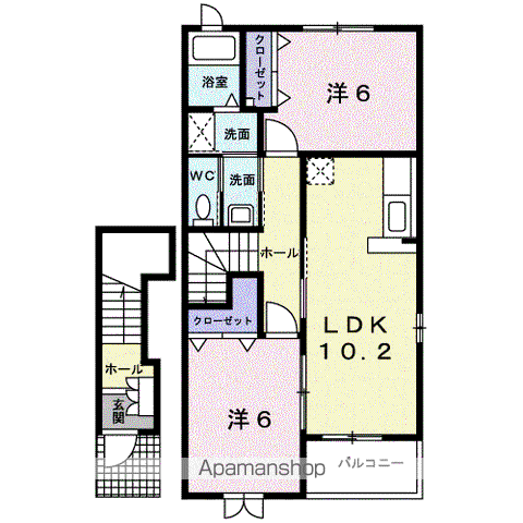 ヴィラージュⅣ(2LDK/2階)の間取り写真