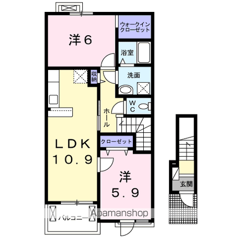 ビューテラス陶Ⅱ(2LDK/2階)の間取り写真