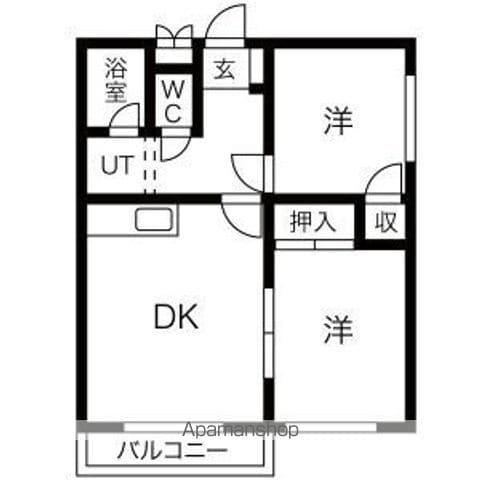 木村ビル(2LDK/2階)の間取り写真