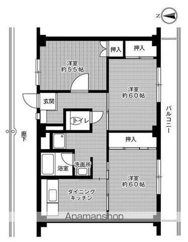 ビレッジハウス前原 4号棟(3DK/2階)の間取り写真