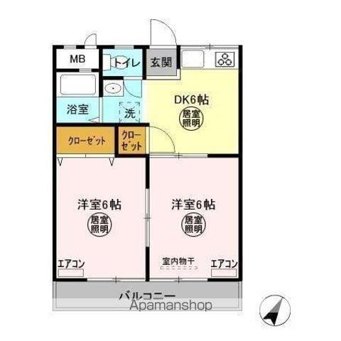 シティウィングAB A(2DK/2階)の間取り写真