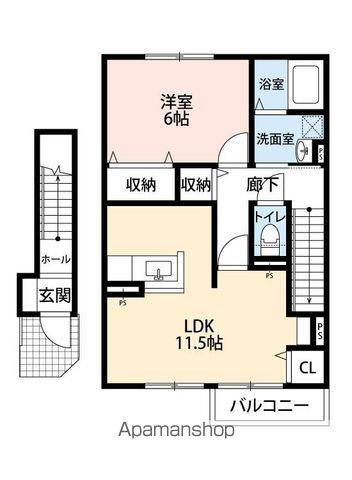 コートグレイス(1LDK/2階)の間取り写真