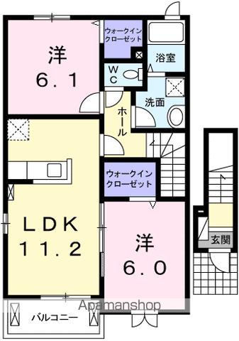 ジェルメメゾン MN(2LDK/2階)の間取り写真