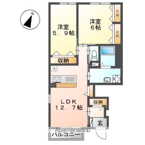 マノワールⅠ(2LDK/1階)の間取り写真