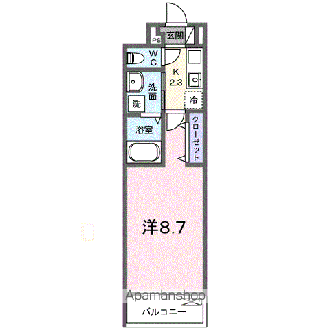ライム周南(1K/3階)の間取り写真