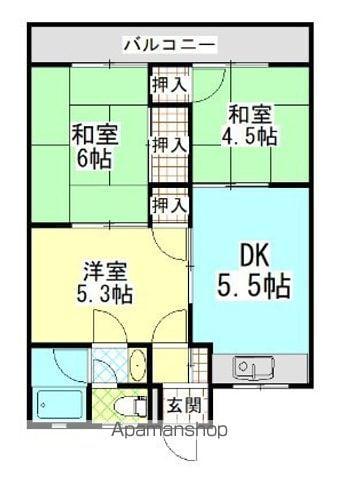 メゾンモンシャトー(3DK/4階)の間取り写真
