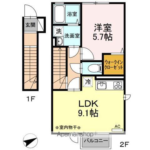 グランメールⅡ(1LDK/2階)の間取り写真