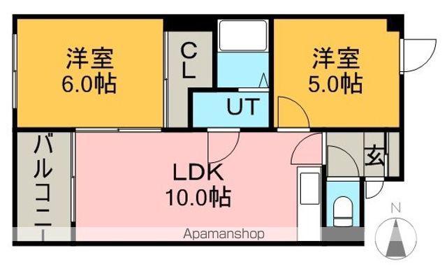 ラ・ムーネ・ミ(2LDK/4階)の間取り写真