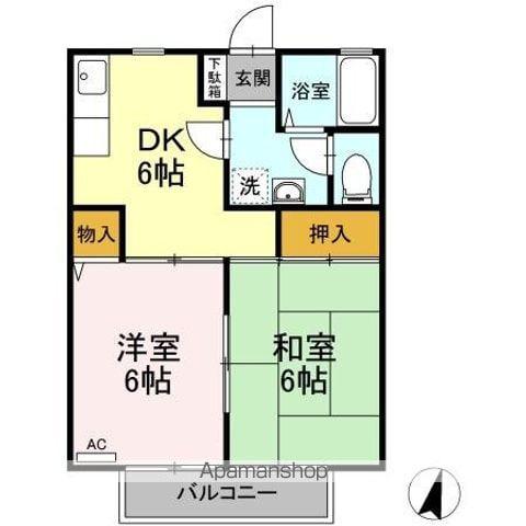 グレイス・パル(2DK/2階)の間取り写真