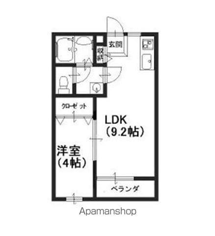 ハイツ雅 Ⅱ(1DK/2階)の間取り写真